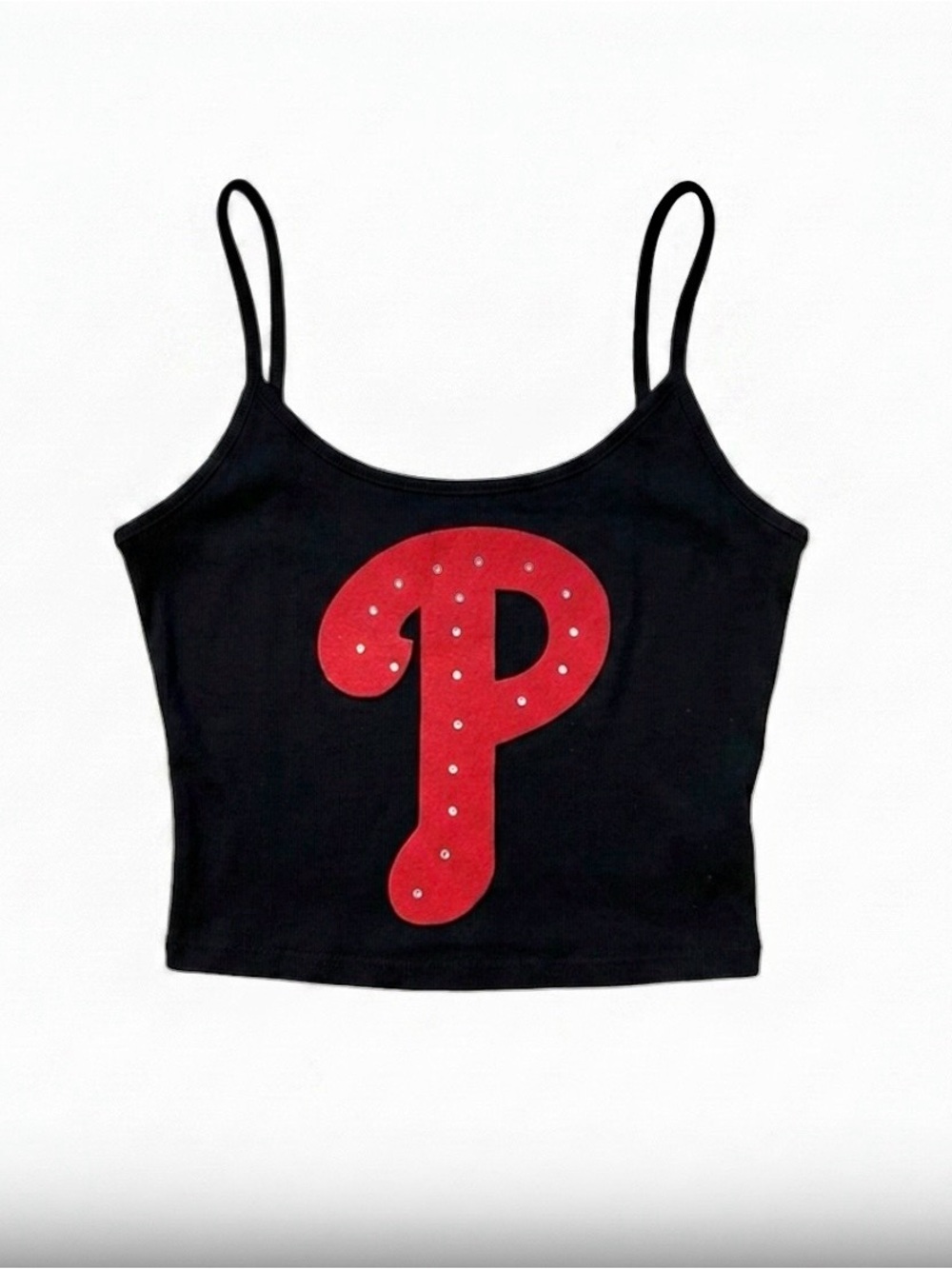 Phillies black tank top with rhinestones